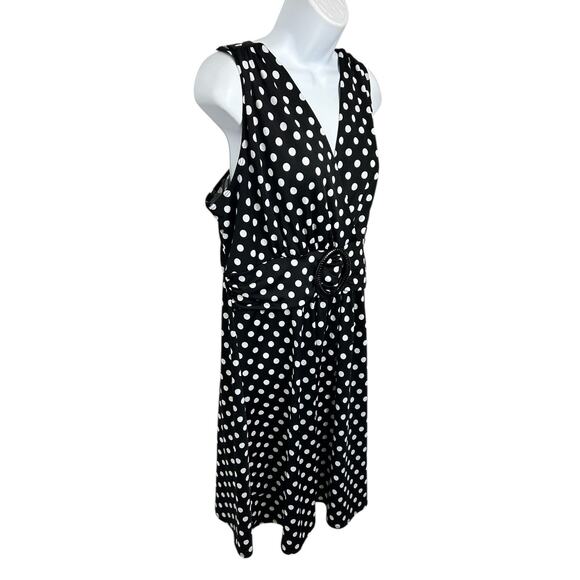 Star Vixen Polka Dot Sleeveless Dress Sz 1X Rockabilly Pin-Up Black White - Picture 5 of 8